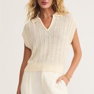 Z Supply Lauden Polo Top Sea Salt Cream NWT